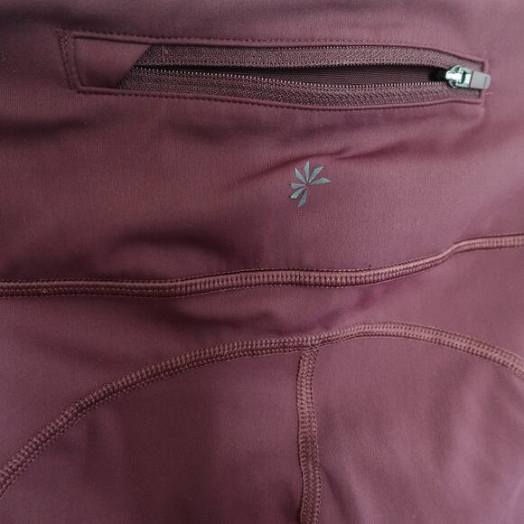 Athleta Lightning Capri In Supersonic Antique Burgundy Activewear Gym Workout - Picture 8 of 10